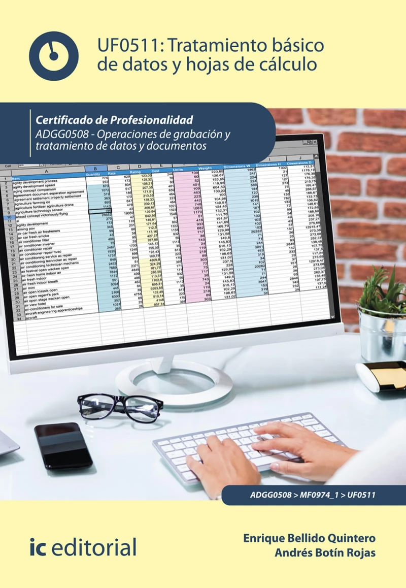 Portada: Tratamiento básico de datos y hojas de cálculo. ADGG0508