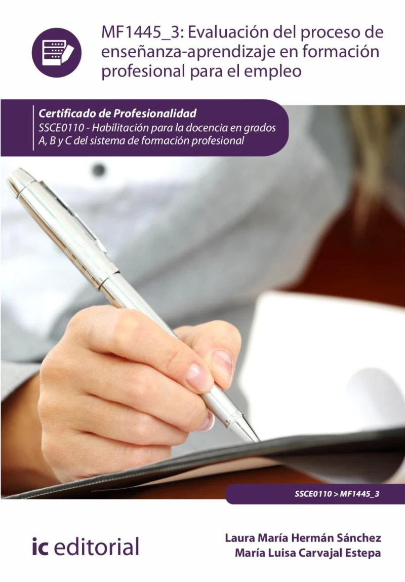 Portada: Evaluación del proceso de enseñanza-aprendizaje en Formación Profesional para el Empleo. SSCE0110