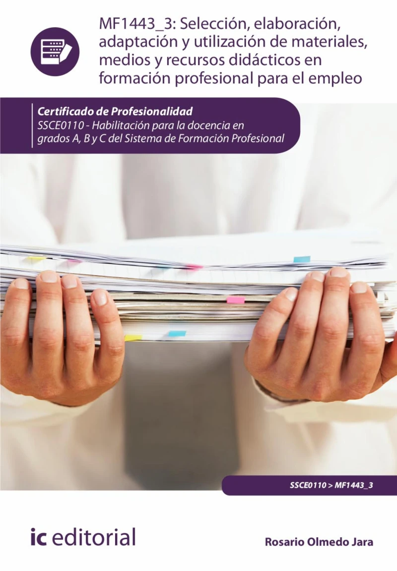Portada: Selección, elaboración, adaptación y utilización de materiales, medios y recursos didácticos en Formación Profesional para el Empleo. SSCE0110