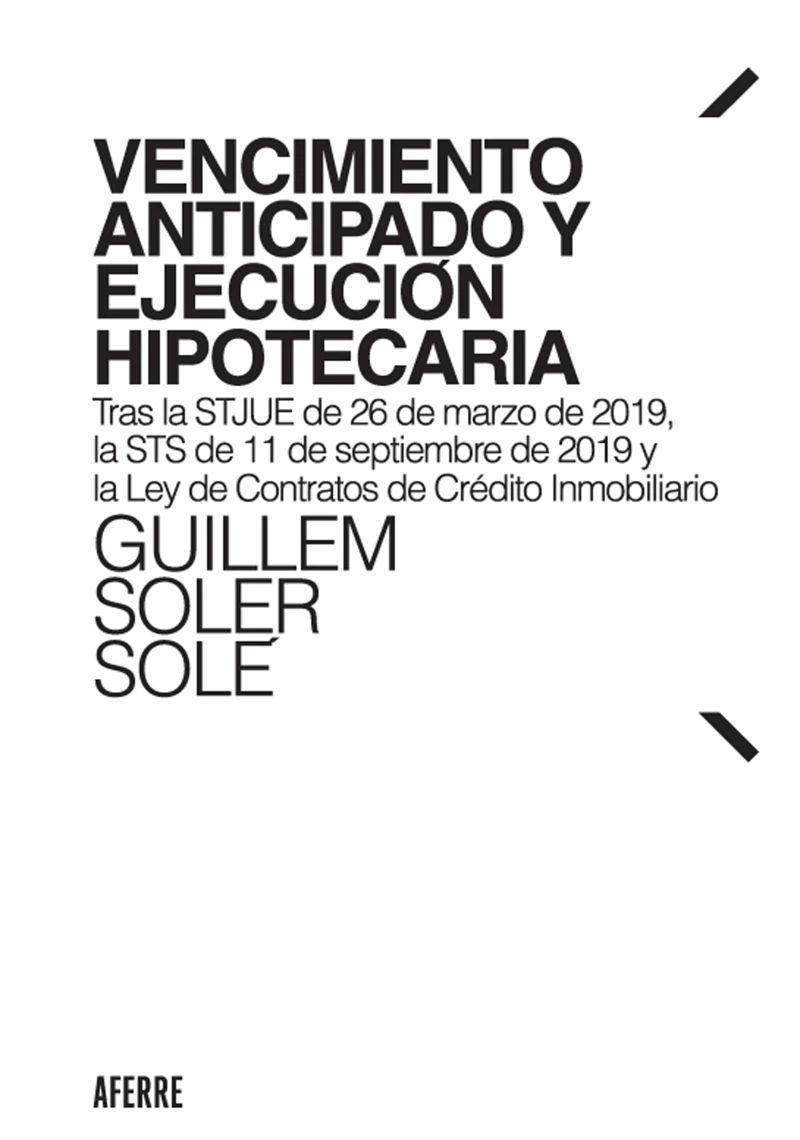 Portada: Vencimiento anticipado y ejecución hipotecaria