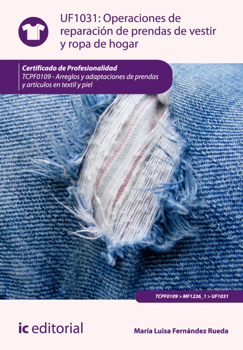 Portada: Operaciones de reparación de prendas de vestir y ropa de hogar. TCPF0109