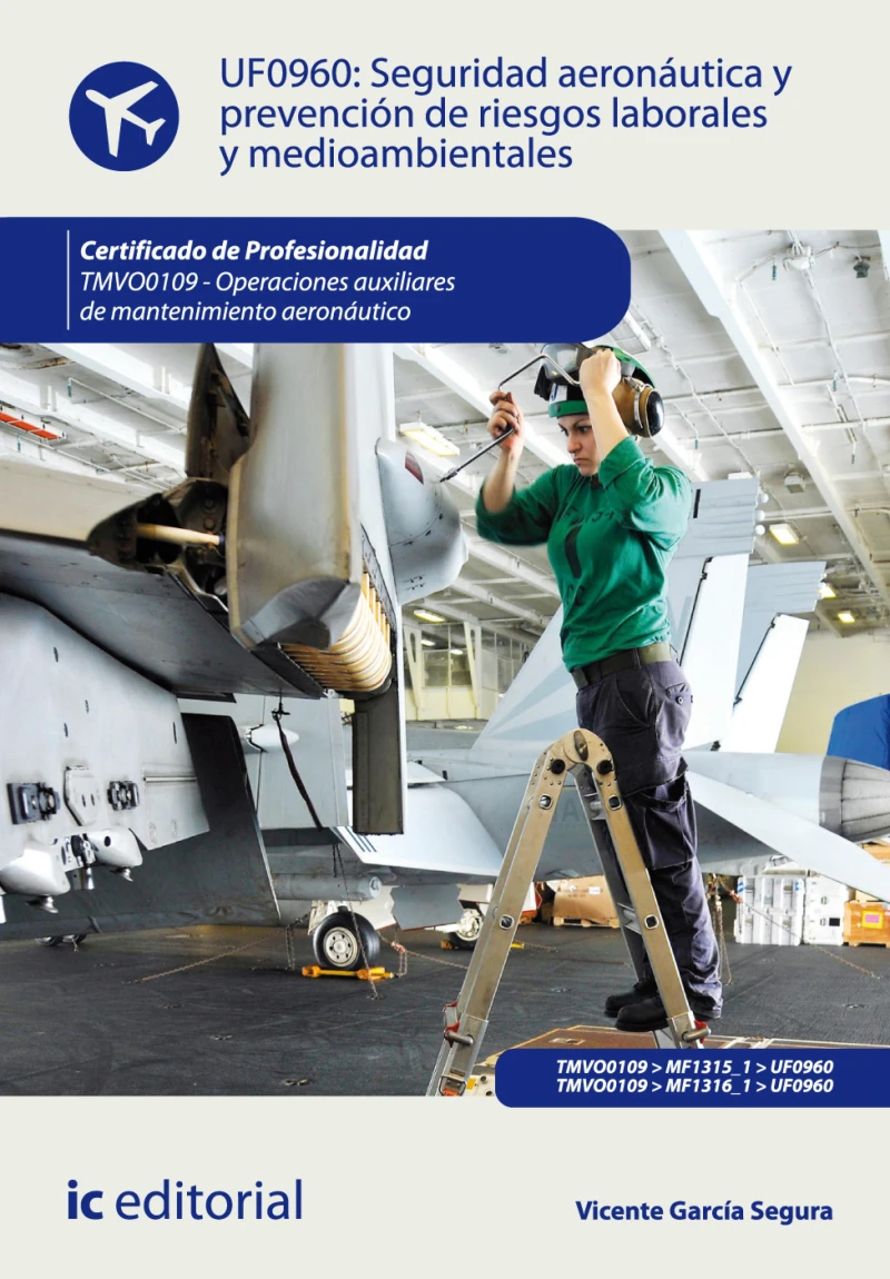 Portada: Seguridad aeronáutica y prevención de riesgos laborales y medioambientales. TMVO0109