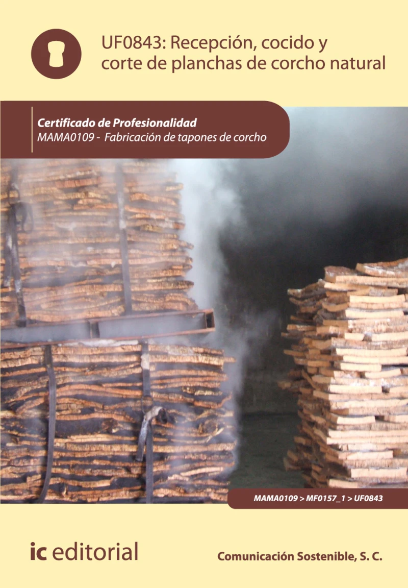 Portada: Recepción, cocido y corte de planchas de corcho natural. MAMA0109