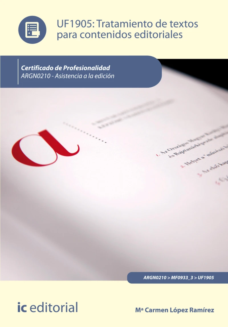 Portada: Tratamiento de textos para contenidos editoriales. ARGN0210