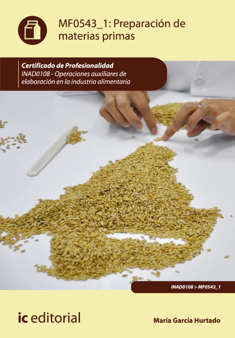 Portada: Preparación de materias primas. INAD0108