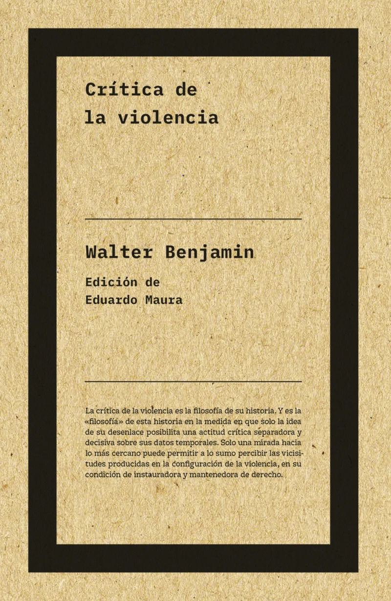Portada: Crítica de la violencia (NE)