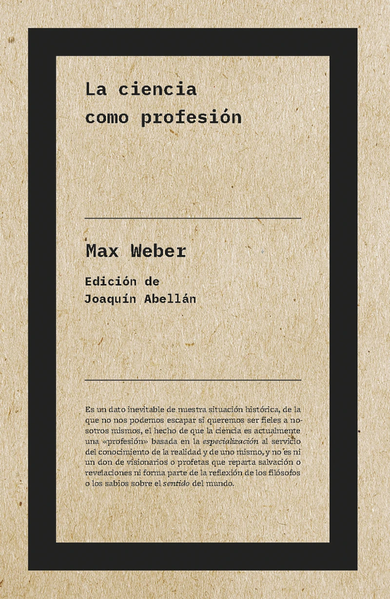 Portada: La ciencia como profesión