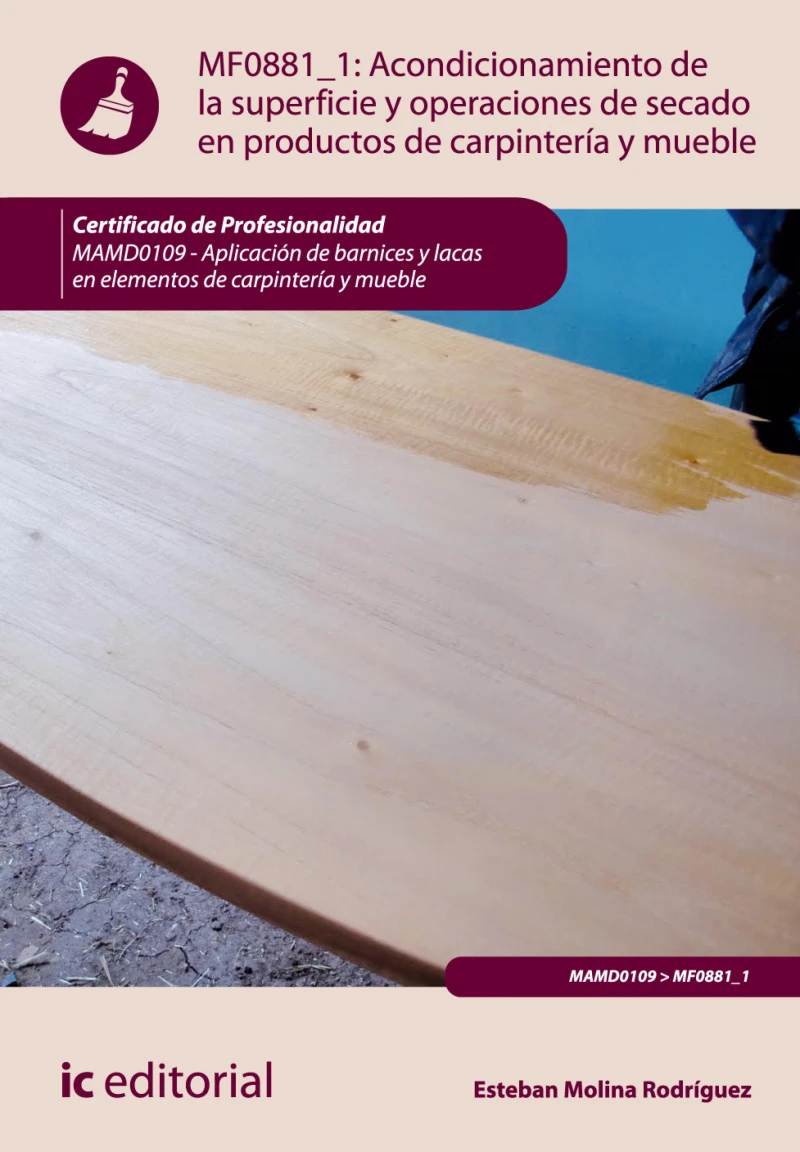 Portada: Acondicionamiento de la superficie y operaciones de secado en productos de carpintería y mueble. MAMD0109
