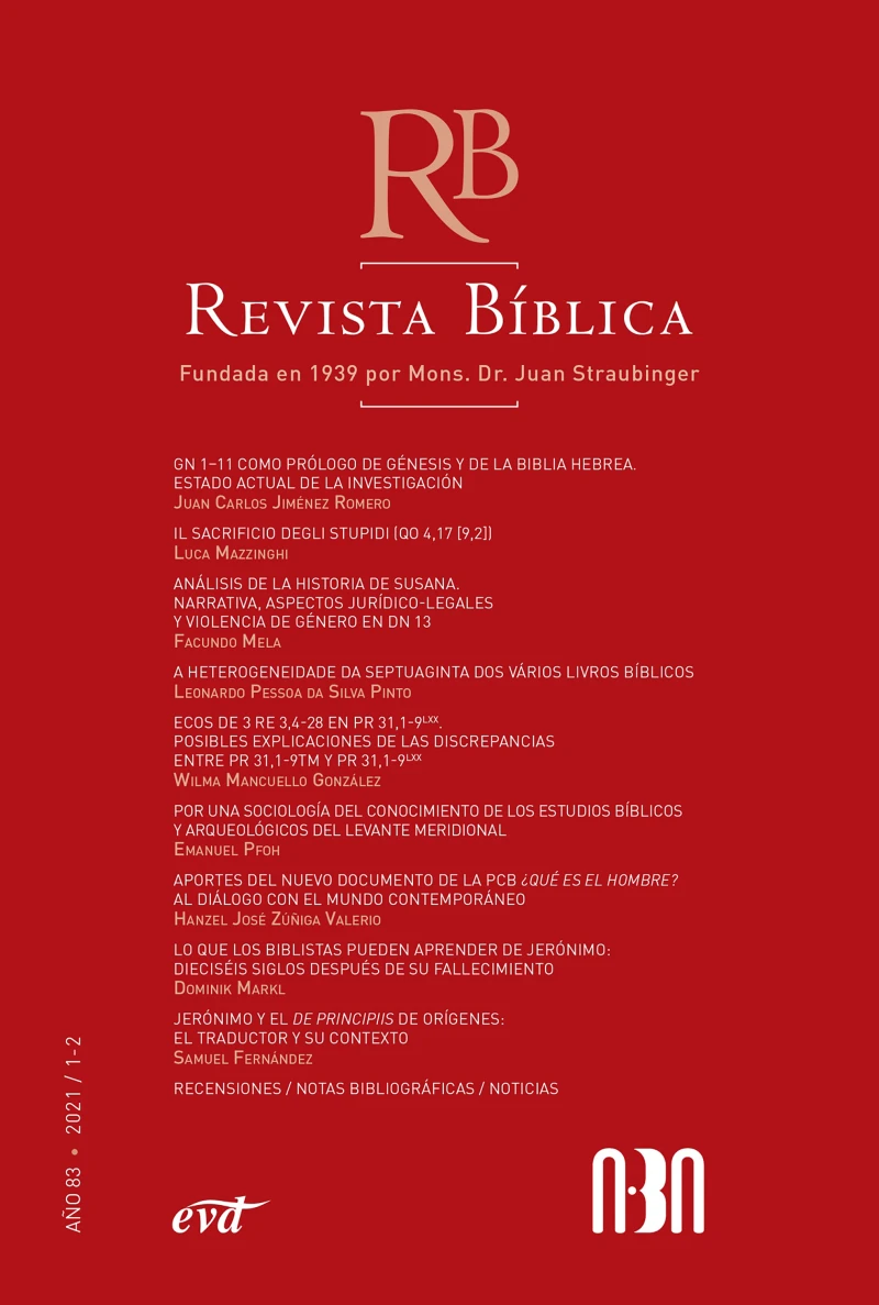 Portada: Revista Bíblica 2021/1-2 - Año 83