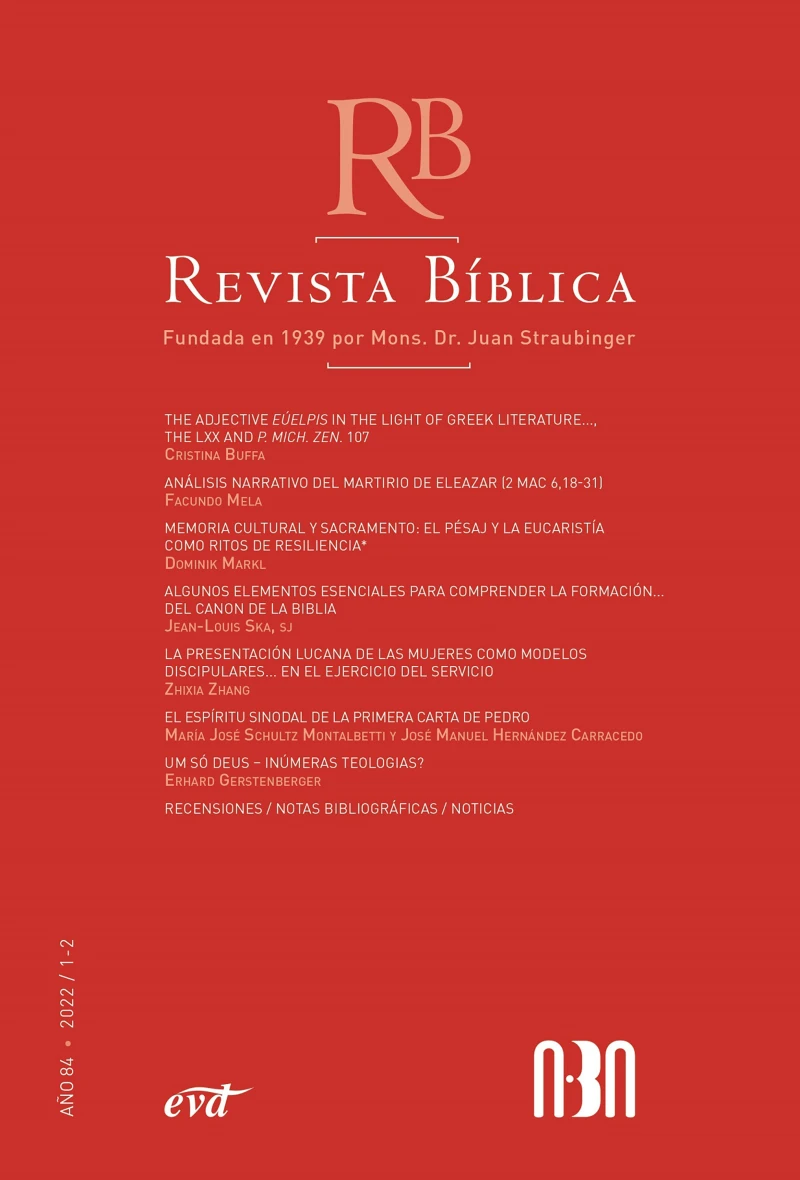 Portada: Revista Bíblica 2022/1-2 - Año 84