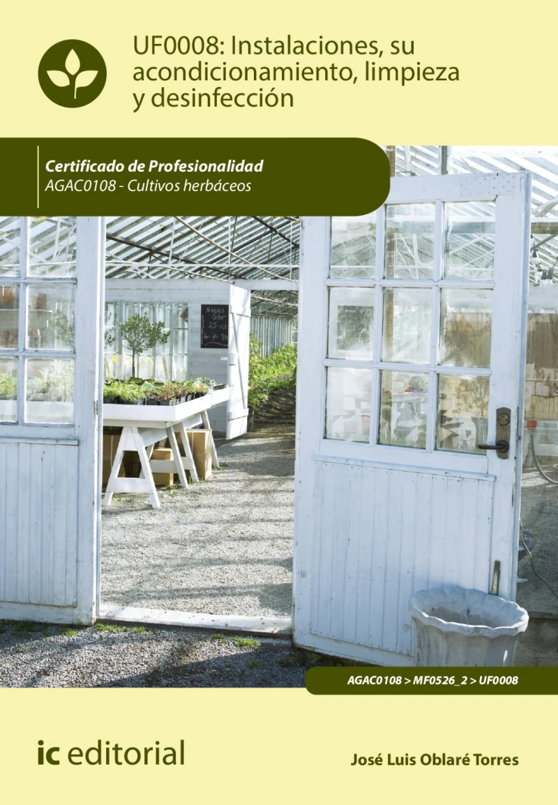 Portada: Instalaciones, su acondicionamiento, limpieza y desinfección. AGAC0108