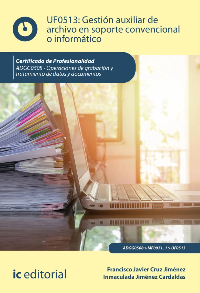 Portada: Gestión auxiliar de archivo en soporte convencional o informático. ADGG0508