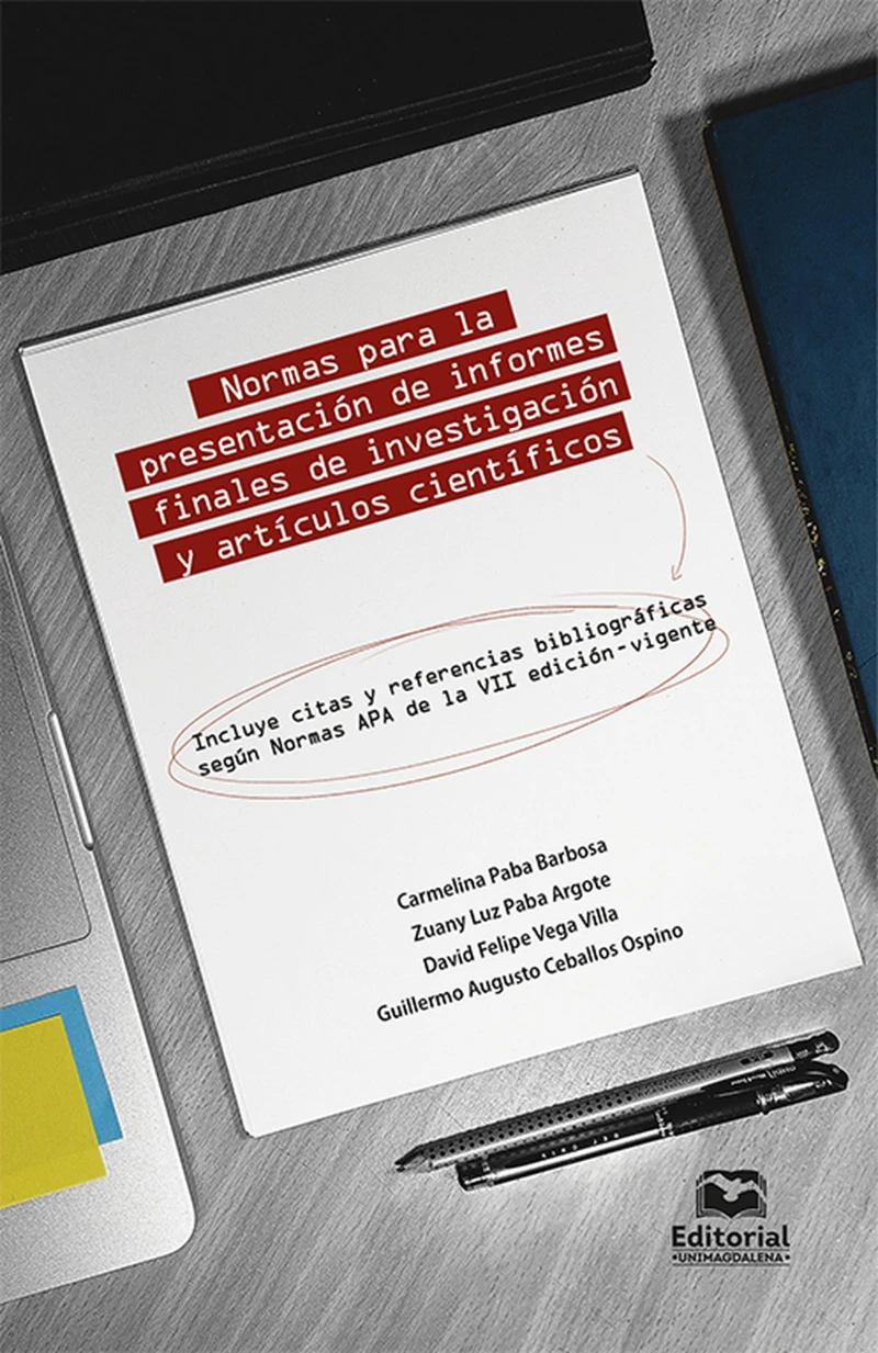 Portada: Normas para la presentación de informes finales de investigación y artículos científicos