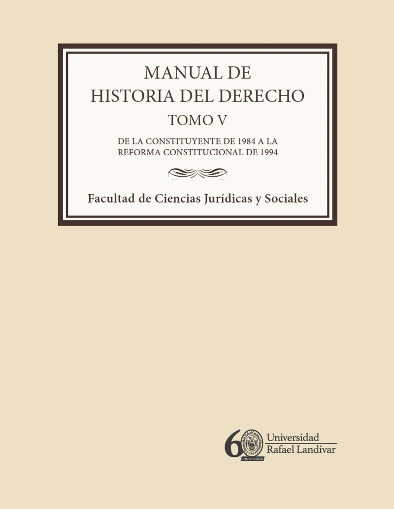 Portada: Manual de historia del derecho. Tomo V