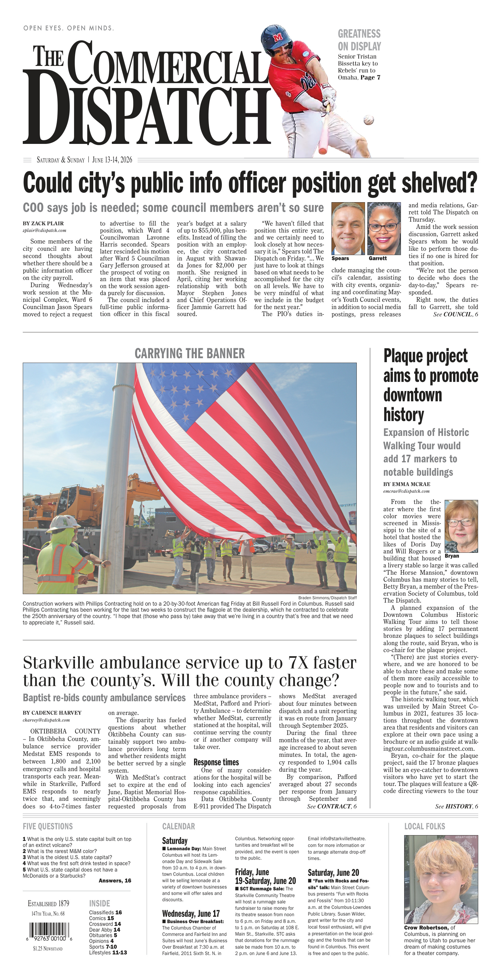 The Commercial Dispatch front page