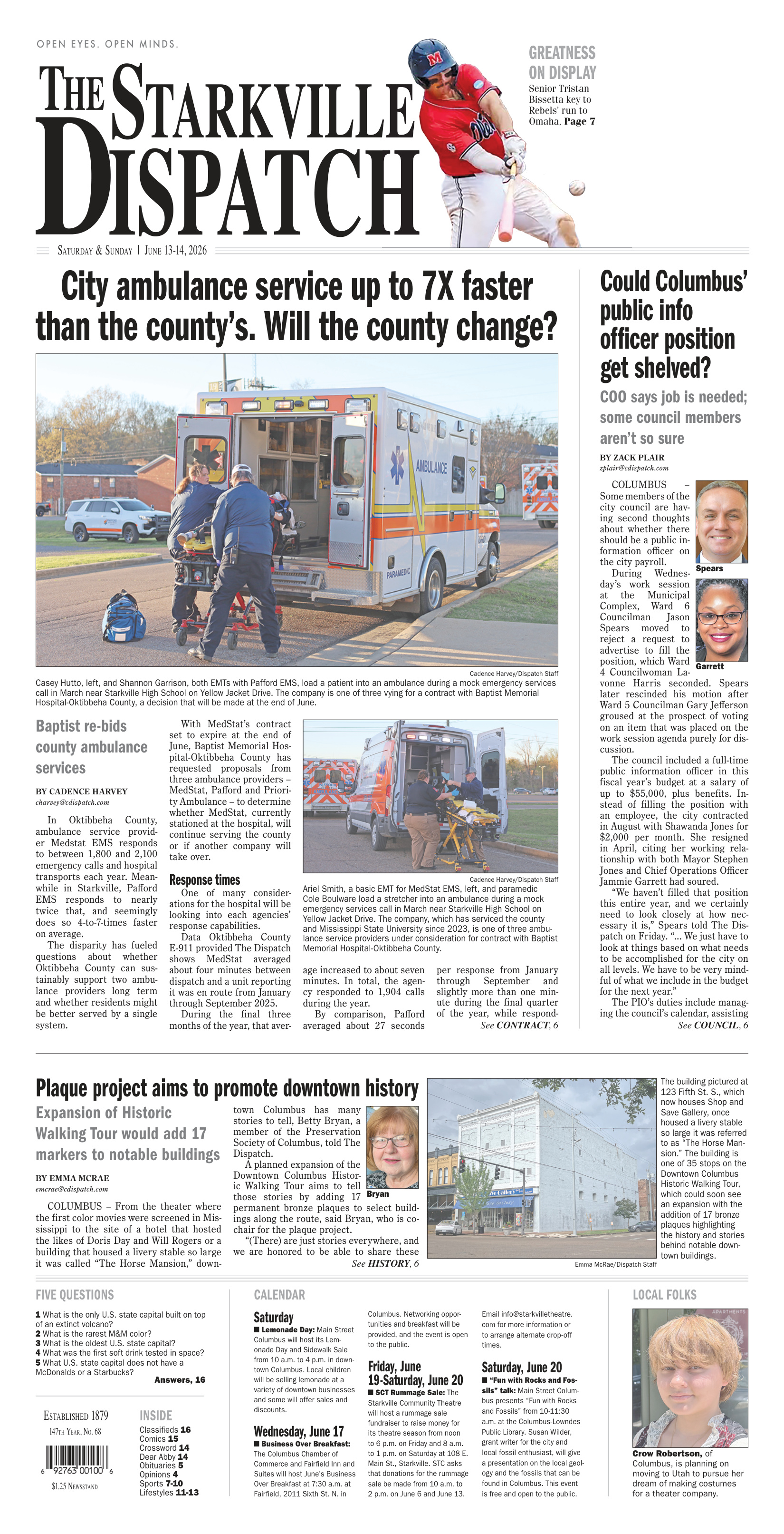 The Starkville Dispatch front page