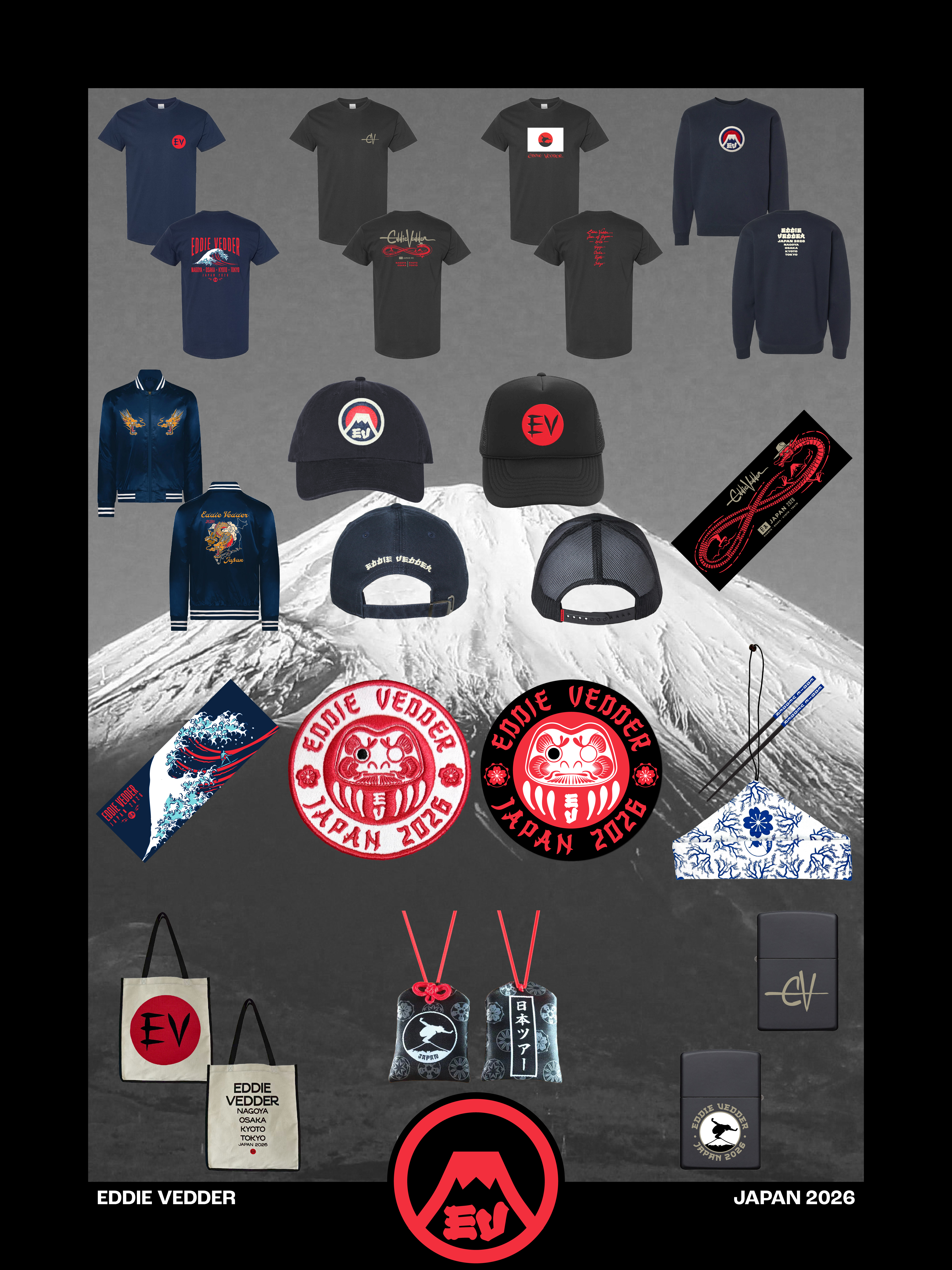 Pearl Jam 公式キャップ とグッズ　祝エディー・ヴェダー来日！ Pearl Jam - EV x Japan Tour Merch
