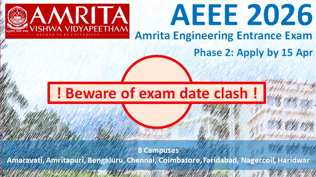 Amrita AEEE 2026 Phase 2 open, Beware of date clash