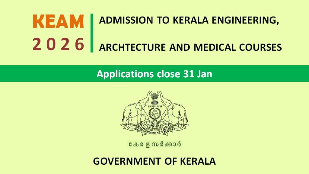 All India eligibility in Kerala KEAM 2026, Apply by 31 Jan