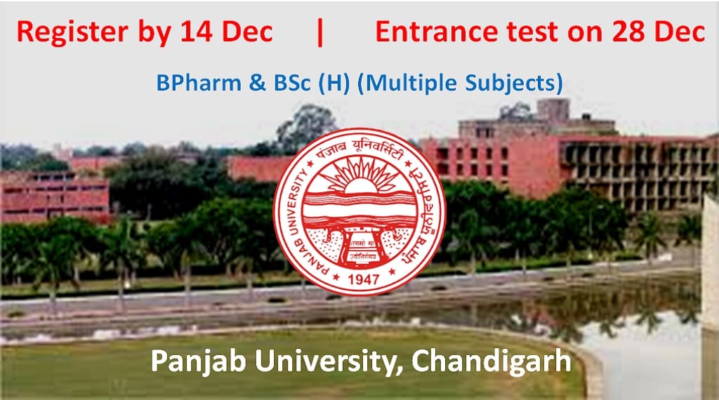 Panjab University BPharm and BSc 2026 Entrance on 28 Dec
