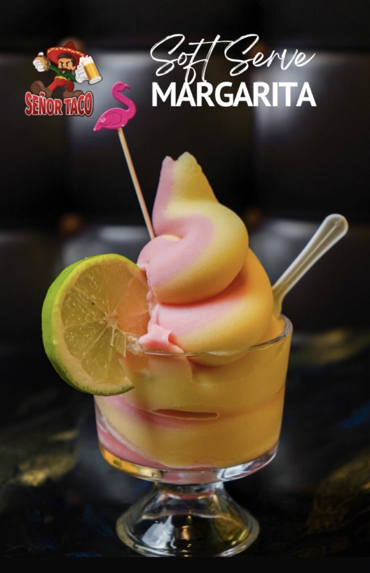 Soft Serve Margarita — Strawberry Lemonade Swirl at Señor Taco