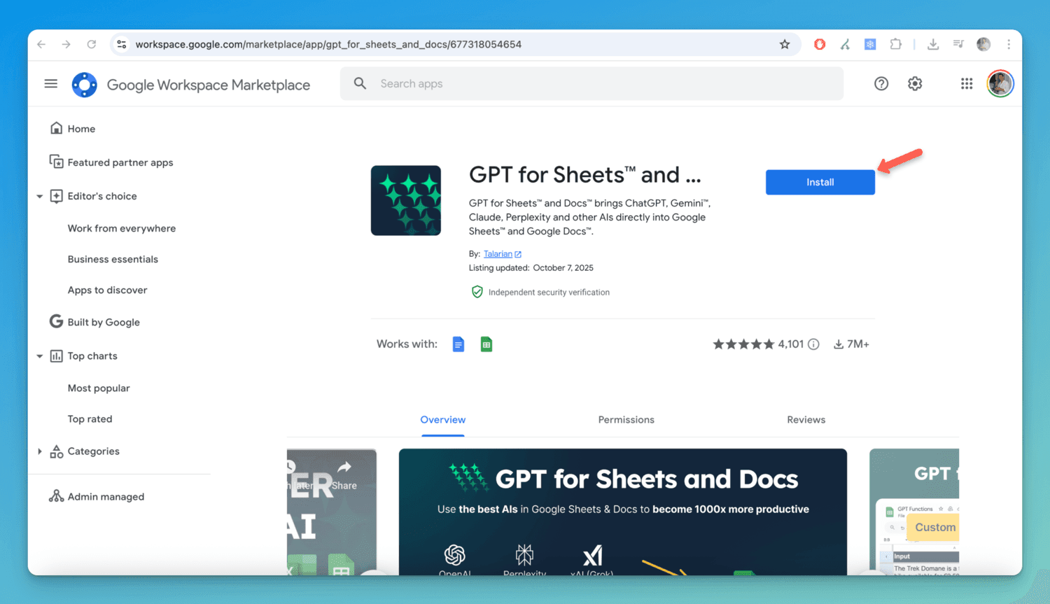 screenshot of chatgpt extension