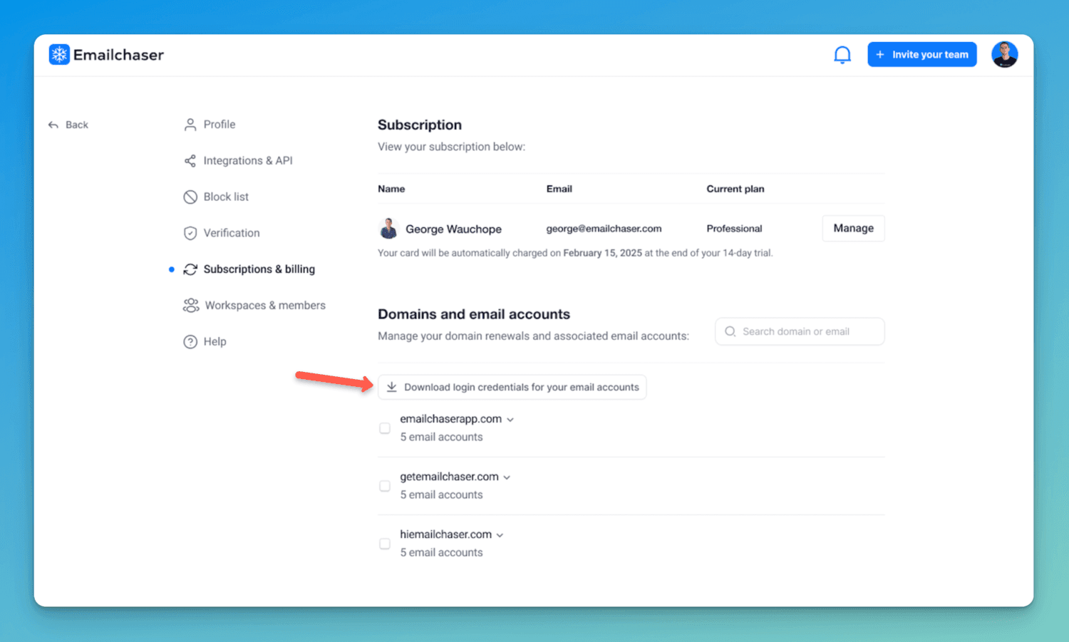 download credentials