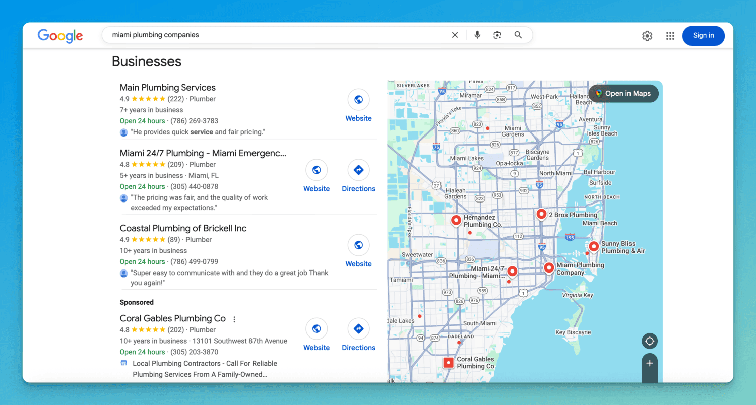 screenshot of google maps