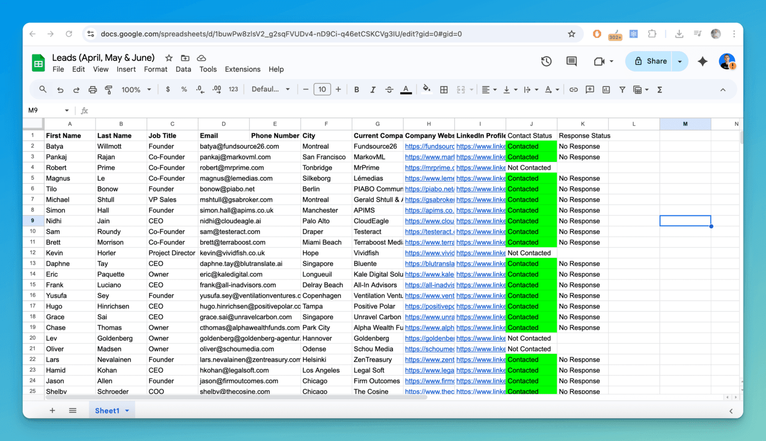 screenshot of a google spreadsheet