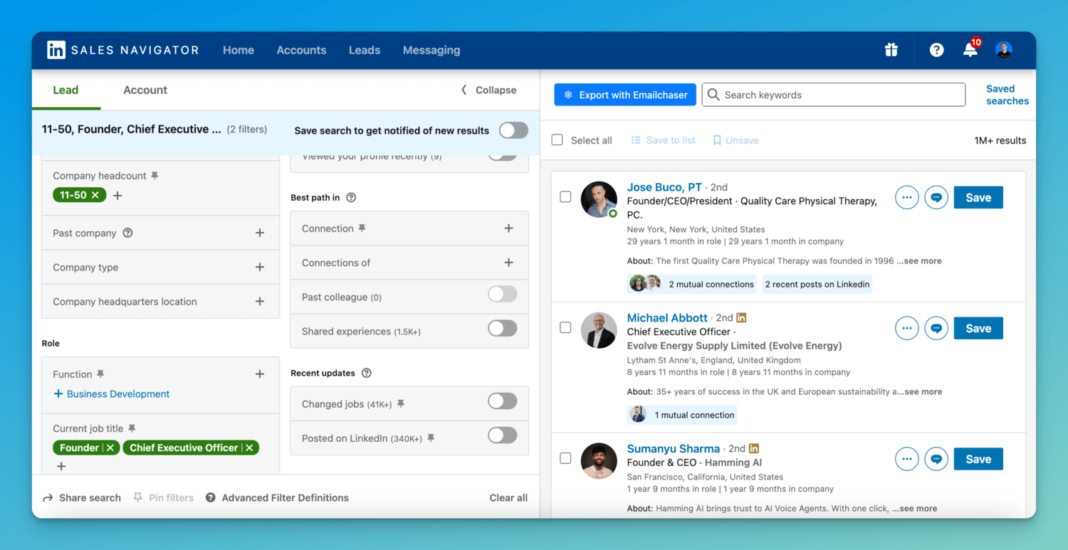 screenshot showing linkedin sales navigator
