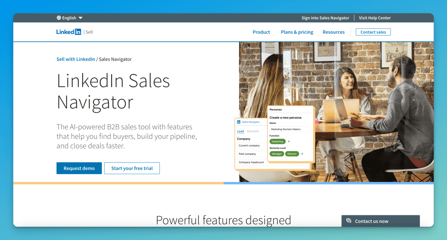 linkedin sales navigator homepage