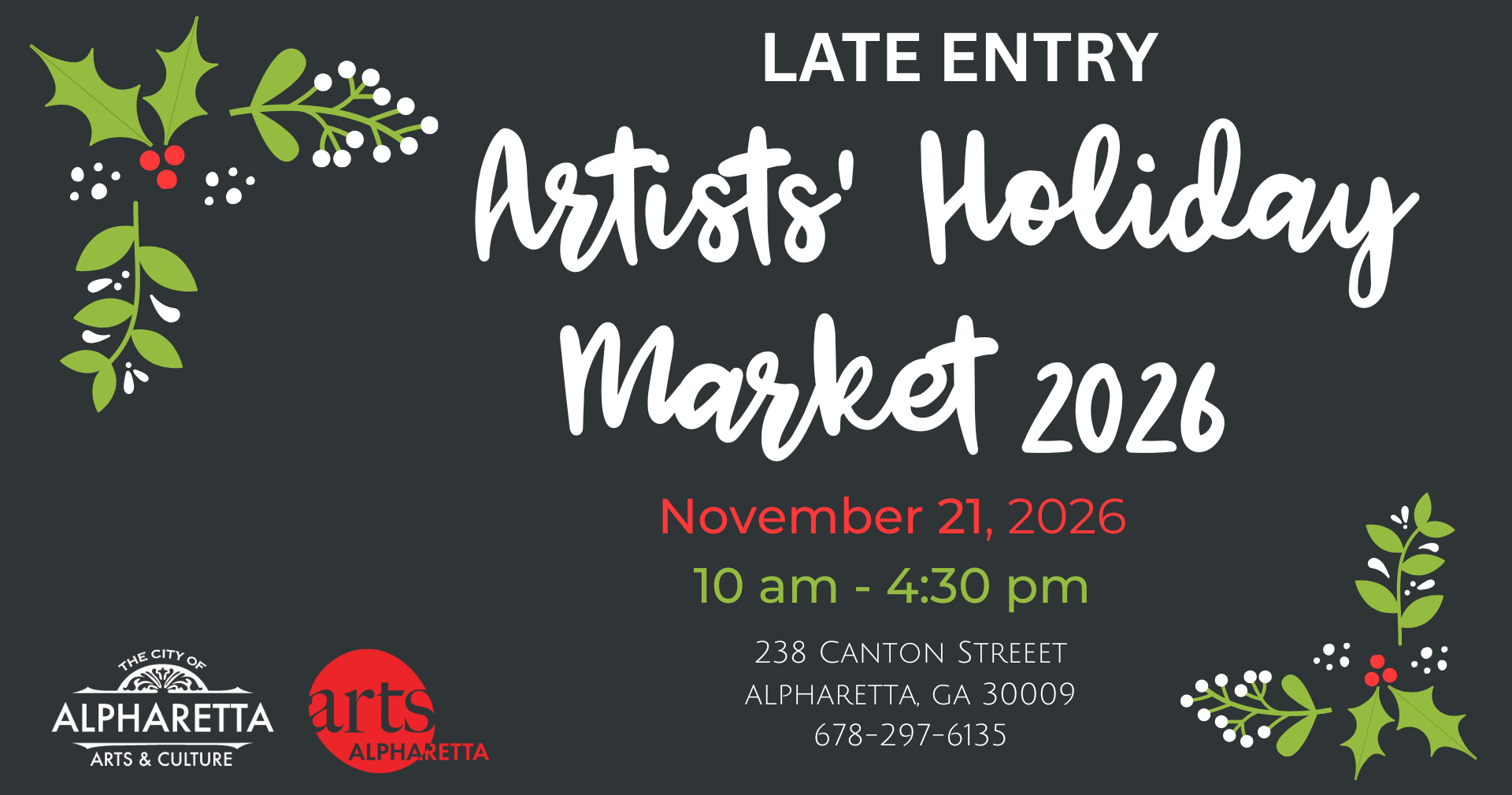 LATE ENTRY Artists Holiday Market 2026