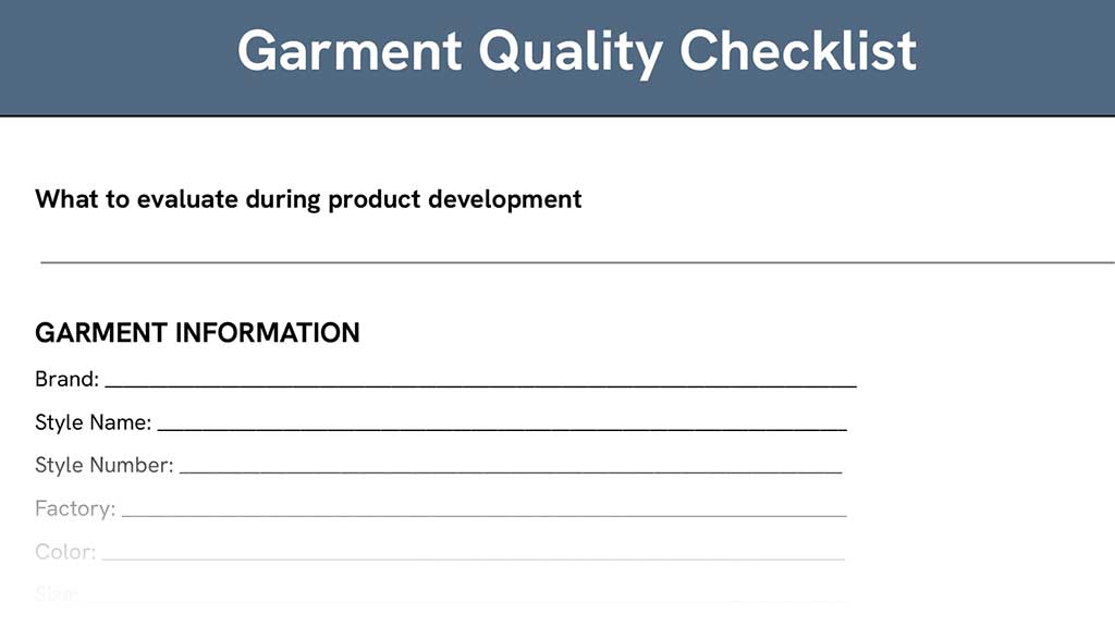 Garment Quality Checklist