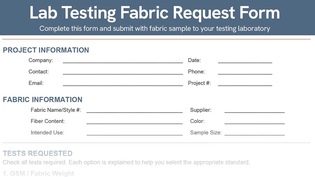 Lab Testing Fabric Request Form
