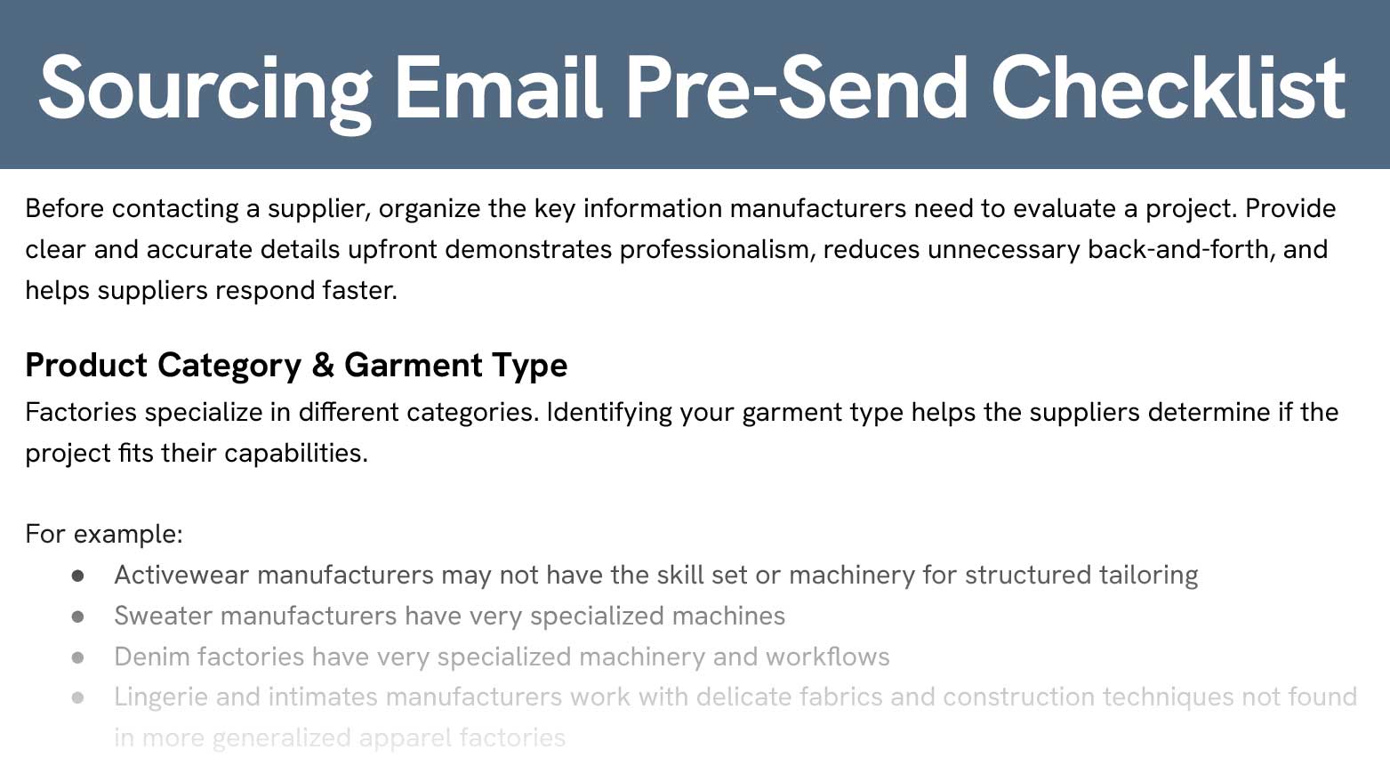 Sourcing Email Pre-Send Checklist preview