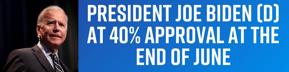 President Joe Biden (D) at 40% approval at the end of June