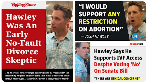 Image of bad headlines for Josh Hawley Image of bad headlines for Josh Hawley