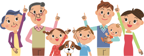 Family member pointing upward