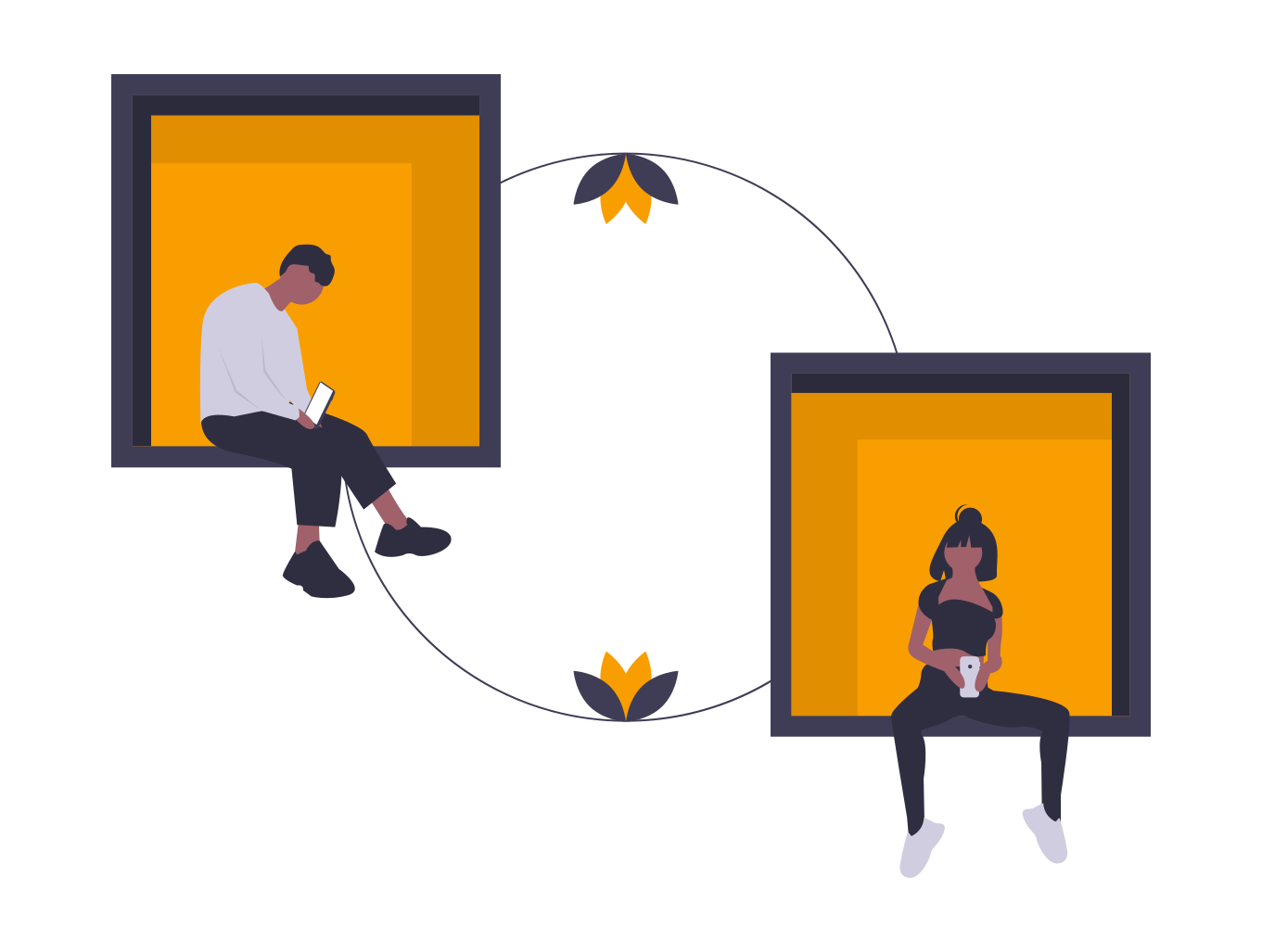 Family members connecting remotely