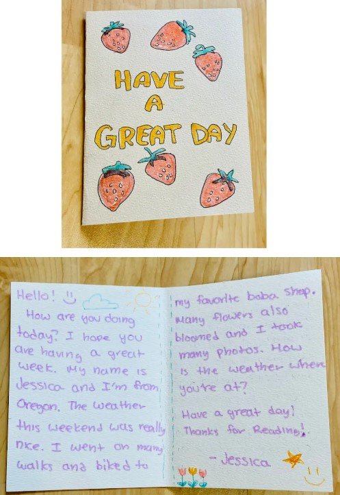 Letter from Jessica in Oregon