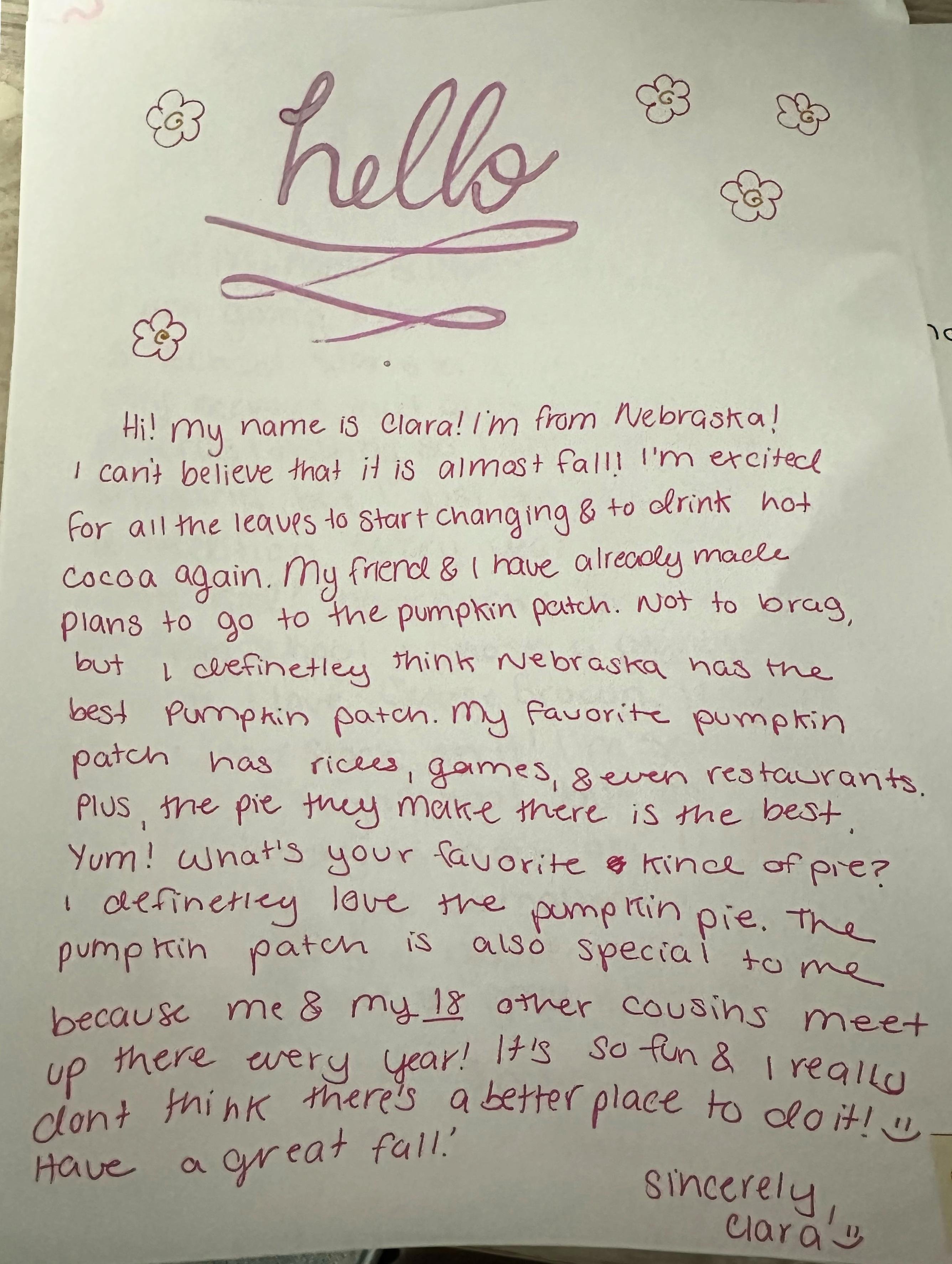 Letter from Clara in Nebraska, part 2
