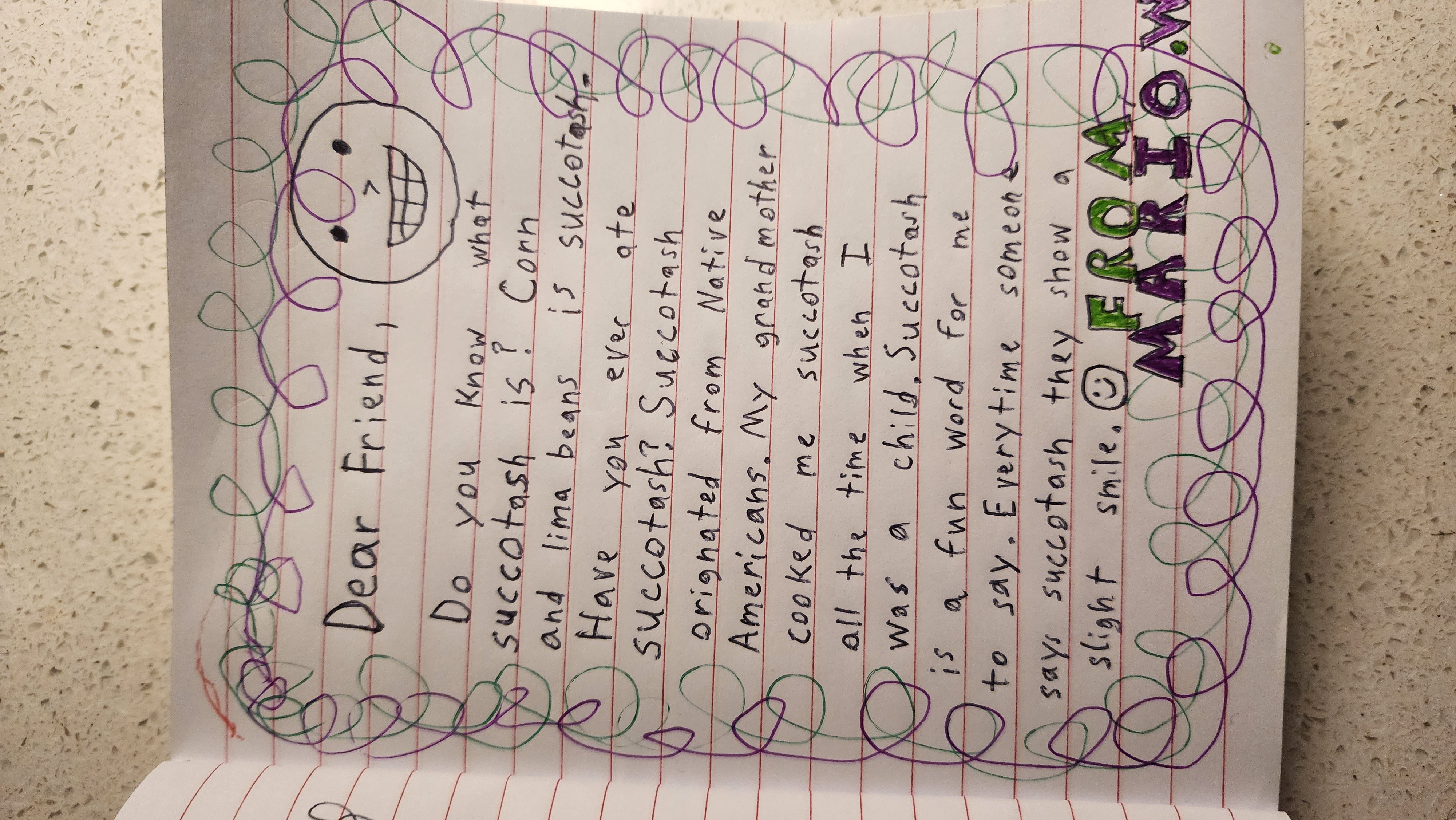 A handwritten letter from Mario in New Hampshire.