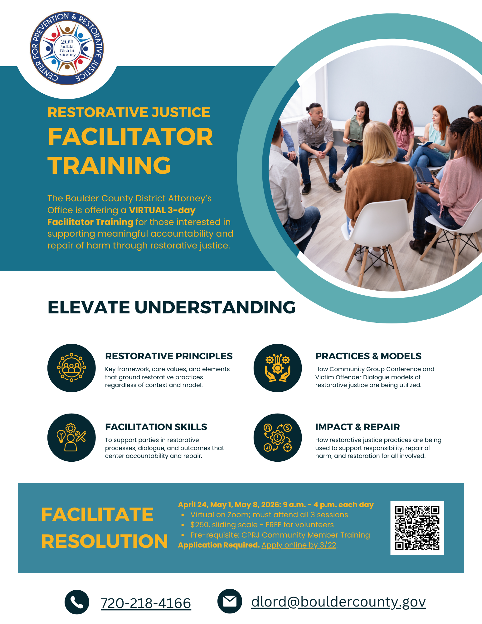 Restorative Justice Facilitator Training flyer (info to follow)
