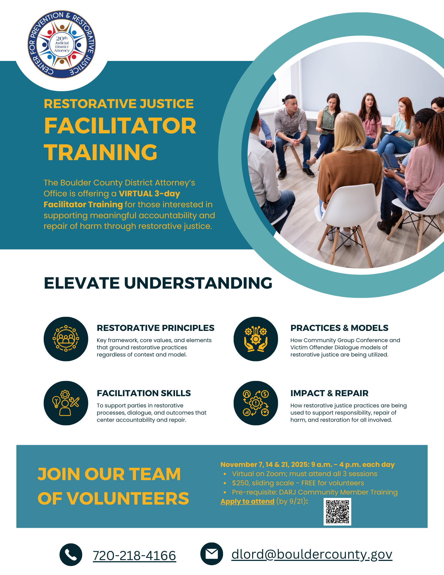 Image of Restorative Justice training flyer (text to follow)