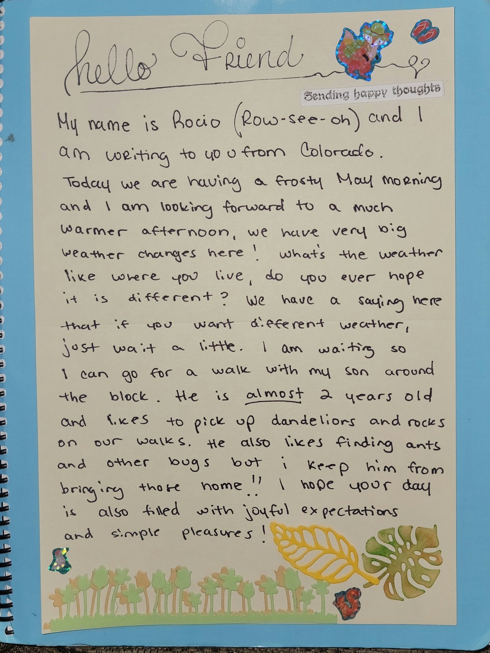 Letter to a senior from Rocio in Colorado
