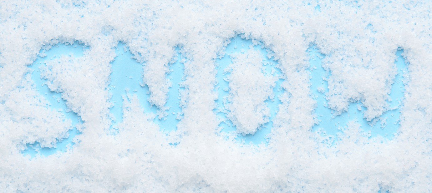 Snow Making blue background with the word snow written in snow