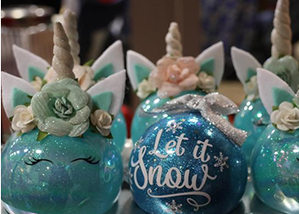 Several hand painted ornaments.