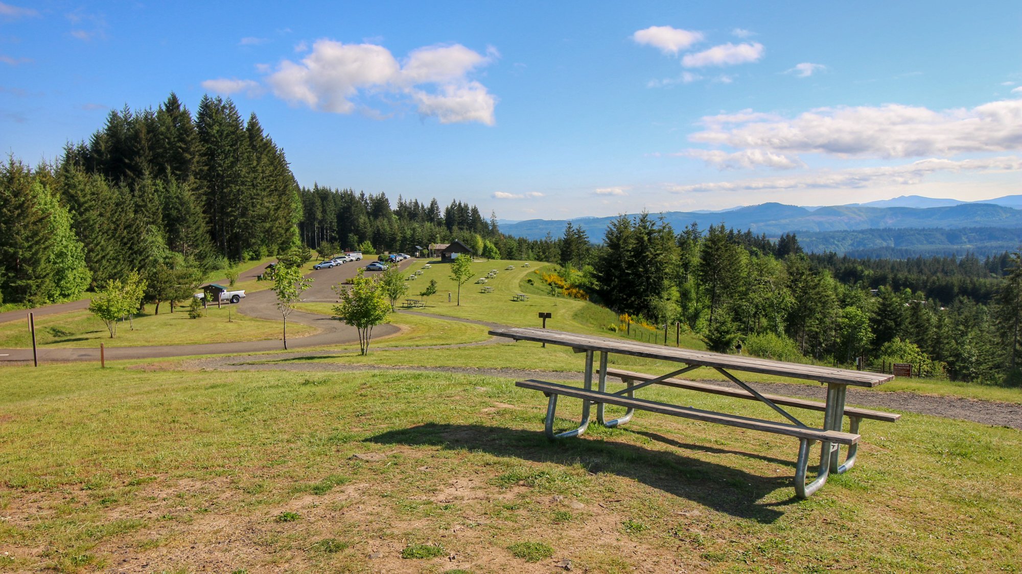Hilltop day use area with picnic tables