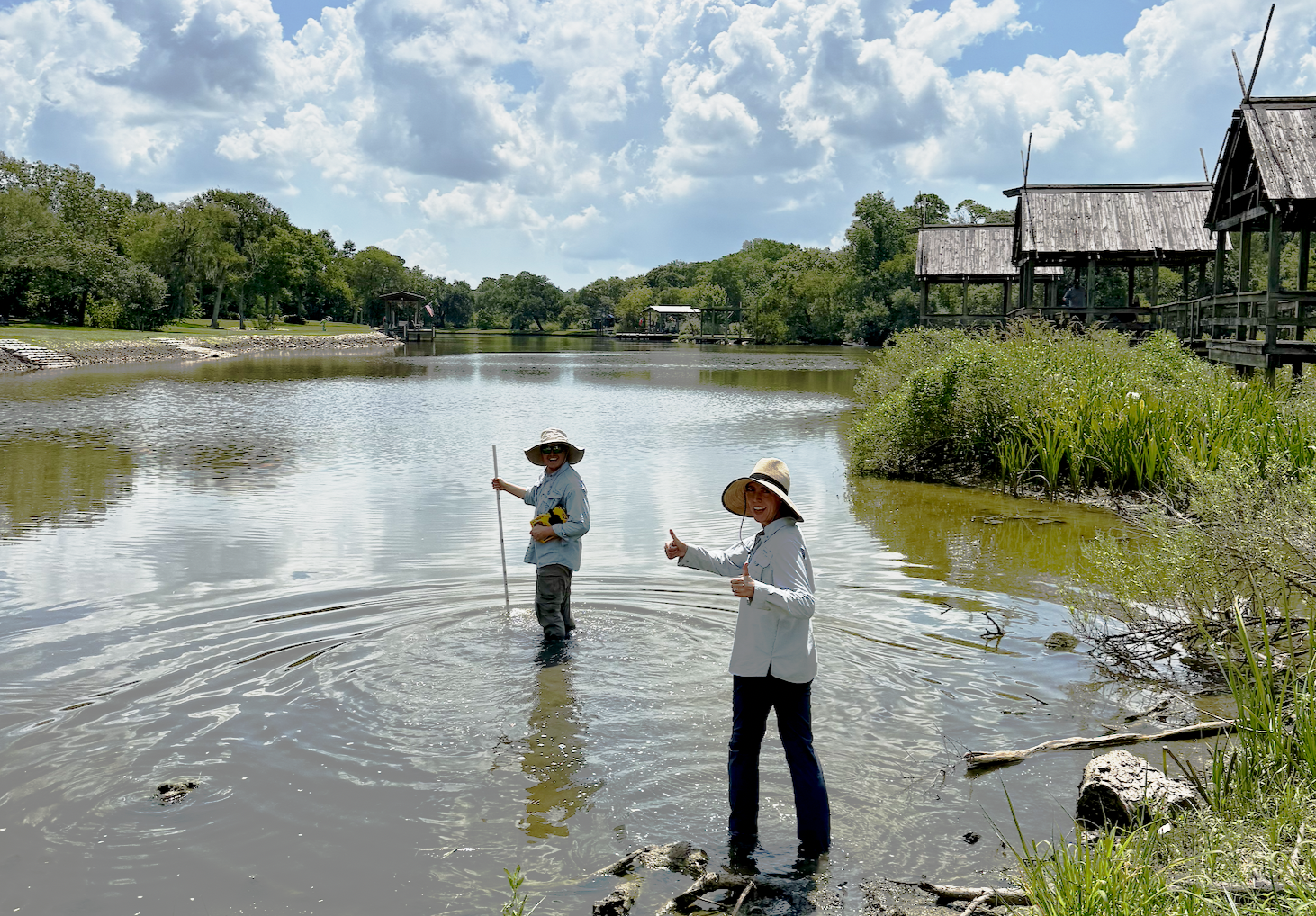Volunteers preparing to restore wetland habitat at Paul Hopkins Park