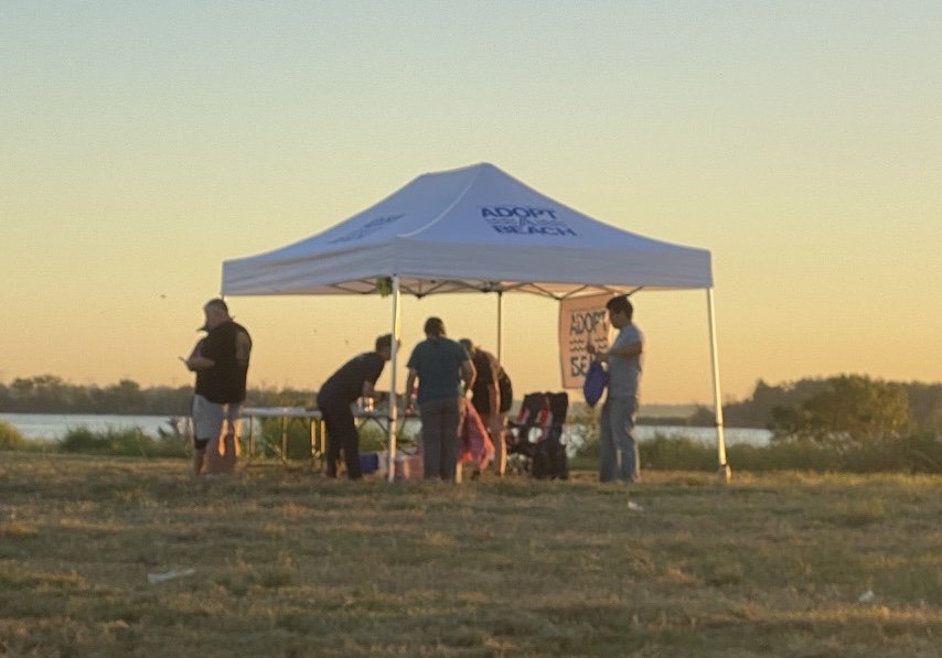 Volunteers participating in a Texas Adopt-A-Beach cleanup